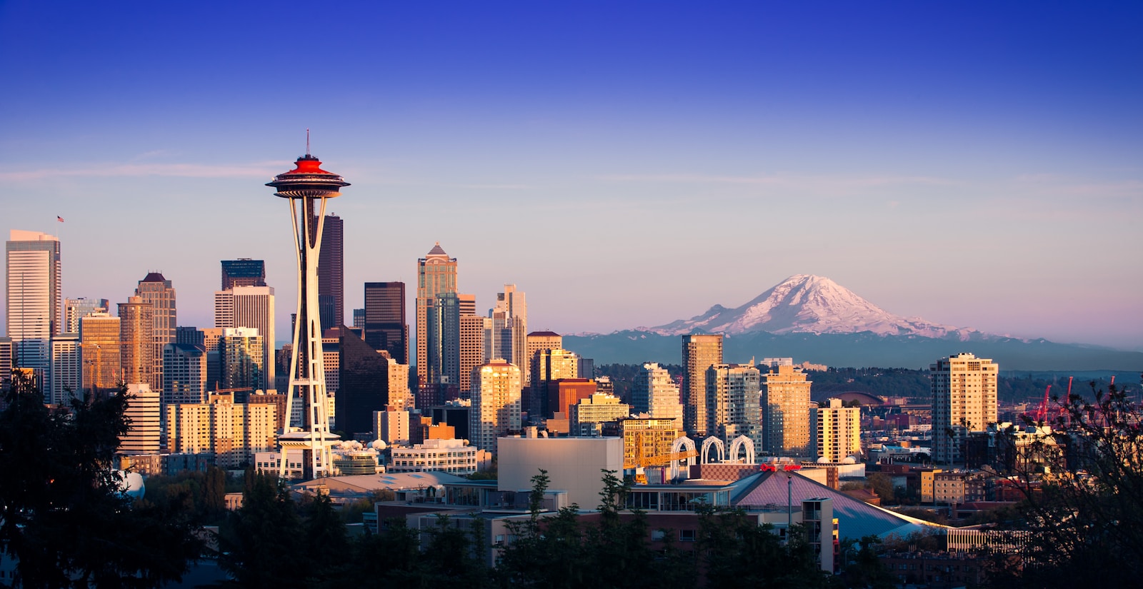 Space Needle rising above the Seattle skyline under open sky